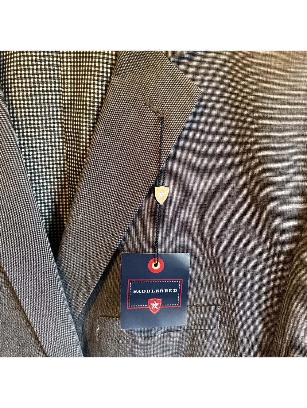 Saddlebred 46R NWT Gray Cotton Blazer Fully Lined 2 Button Front Business Work